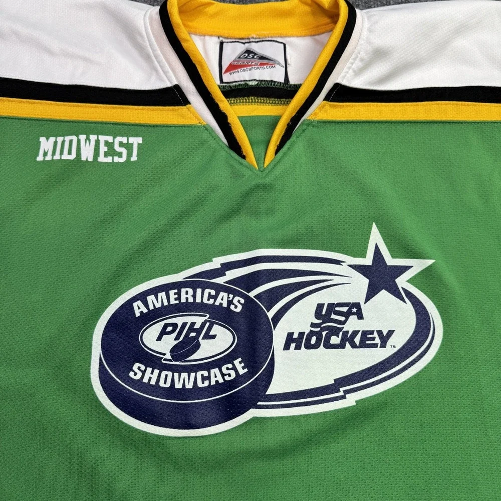 USA Hockey Reese 19 PIHL Showcase DSC Sports Jersey Mens XL Green Midwest Retro